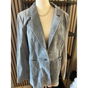 Denim & Co Light blue suede leather jacket size Large vintage y2k style NWT